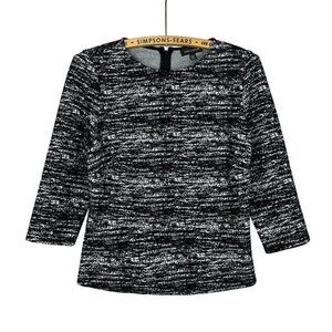 Lord & Taylor Womens Black & White Pattern 3/4 Sleeve Blouse XS